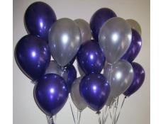 Metallic Purple & Silver Helium Latex Balloons