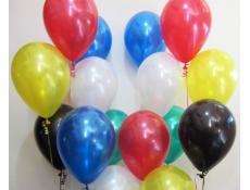 Metallic Red, White, Yellow, Emerald, Blue & Black Helium Latex Balloons