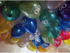 60 Print Assorted Metallic Helium Latex Balloons
