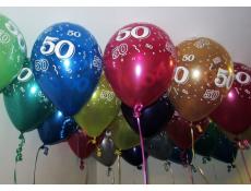 50 Print Metallic Helium Latex Balloons