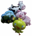 Tractor Cow Pig Chick Foil Balloons
