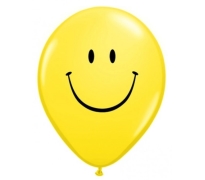 Yellow Smiley Face Print Latex Balloons