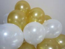 Metallic Gold & Pearl White Helium Latex Balloons