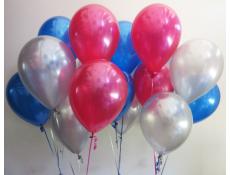 Metallic Magenta, Blue & Silver Helium Latex Balloons