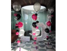 Balloon Buble Strands | Magenta, Black & Silver Balloons
The Raffles Hotel | www.CorporateRewards.com.au