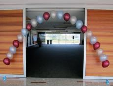 Helium Balloon Arch | Metallic Burgandy, Silver & Pearl Blue Balloons
Canning Civic Centre | www.CorporateRewards.com.au